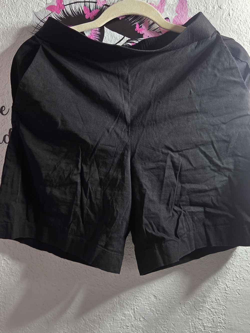 Theory Black Linen Blend High Waisted Wide Leg Shorts Size Petite P XS 0
